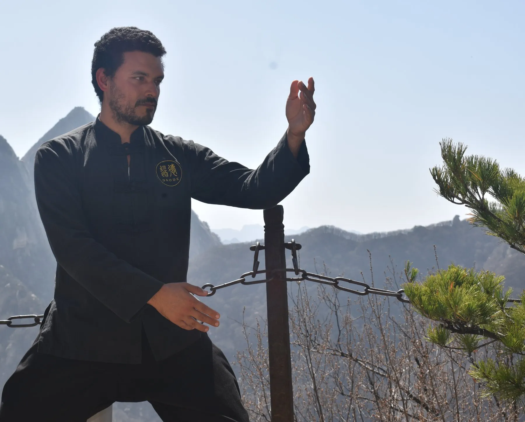 Luis De Florio practising Tai chi in the Daoist mountains of China